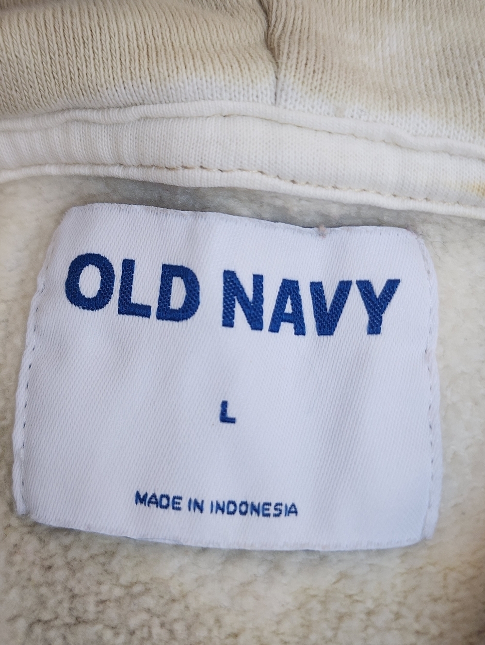Upcycled Marble Wash Hoodie Old Navy Beige Cream Bleach Dyed Size Large - Picture 6 of 8
